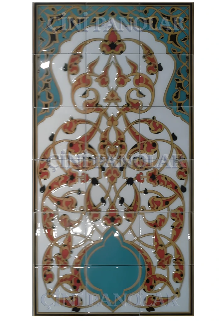 Çini Panolar - 18, Kütahya Çini Pano Sarmaşık, 60x120