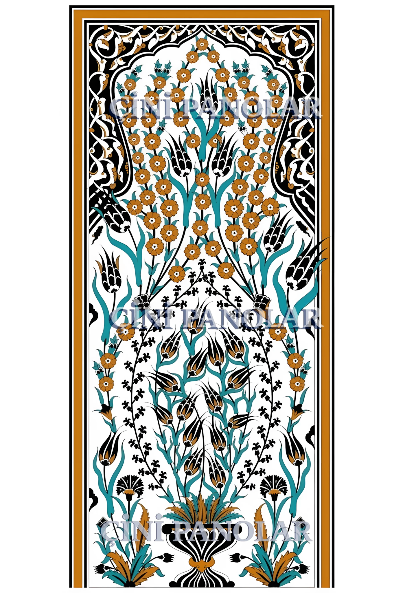 Çini Panolar - 26, Osmanlı Saray Duvar Çini Panoları Geometri Desen