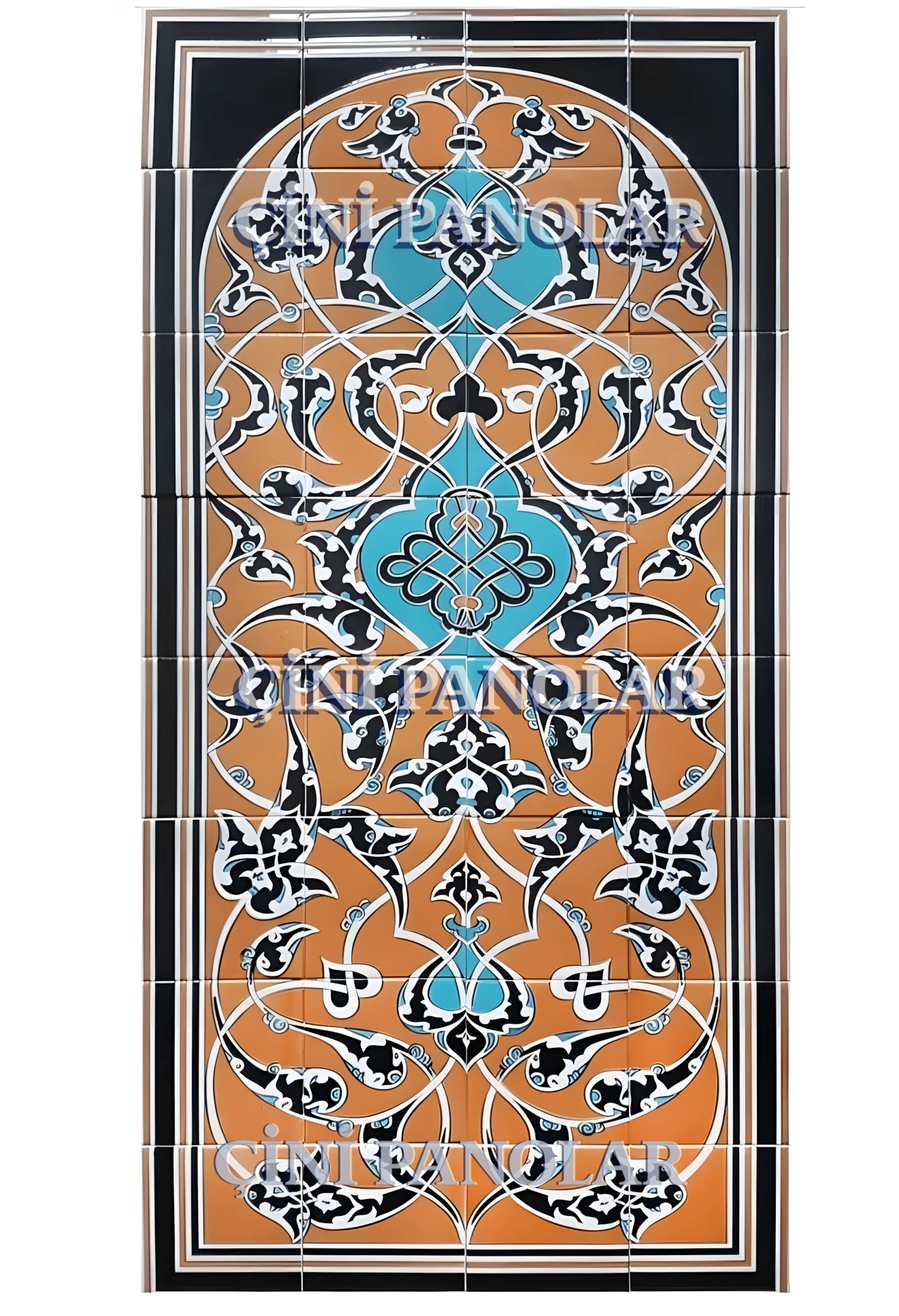 Çini Panolar - 28, Çini Pano Turkuaz Göbekli, 80x160