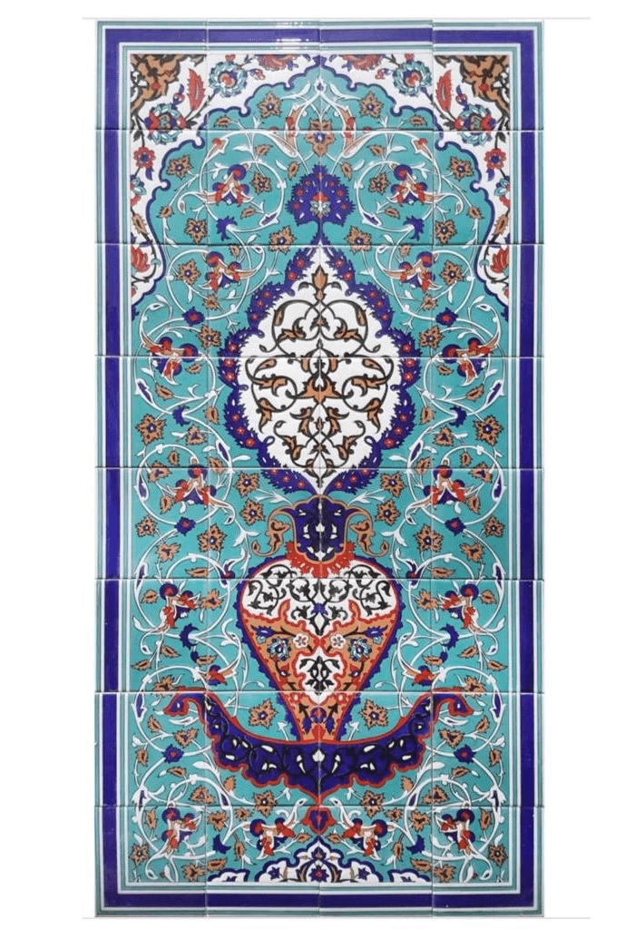 Çini Panolar - 03, 80x160 Turkuaz Çini Porselen Pano, Turkuaz Çini Pano Modelleri, Mavi Çini Pano Fiyatları, Lider Çini