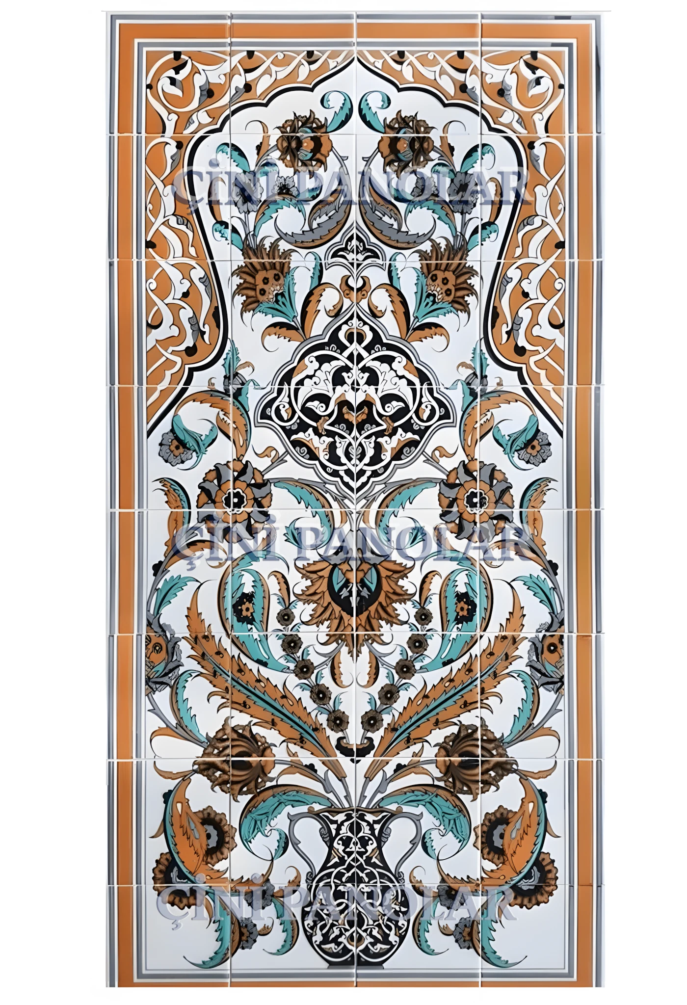 Çini Panolar - 36, Hardal Sarısı Çini Pano El Yapımı 80x160